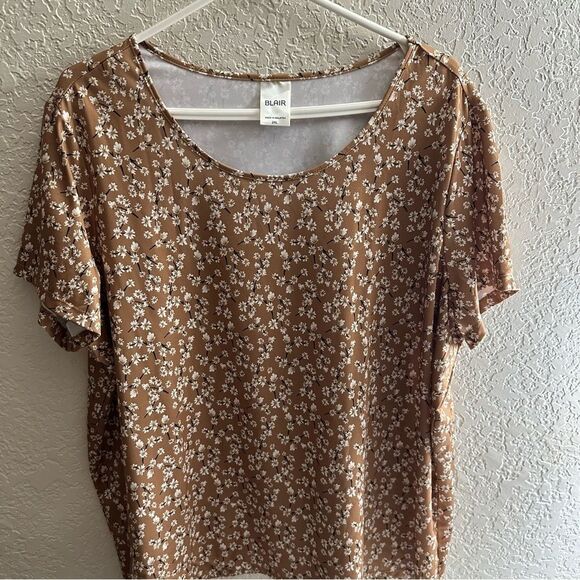 Blair Tan Brown‎ Floral Knit Top Size 2XL - Picture 4 of 9